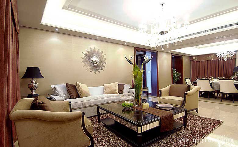 明亮大方的簡(jiǎn)歐風(fēng)格大戶型客廳裝修效果圖