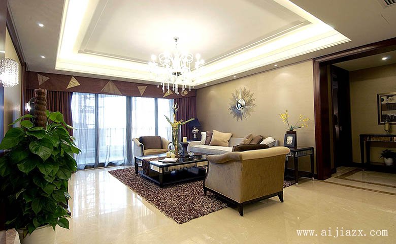 全開(kāi)放式的簡(jiǎn)歐風(fēng)格大戶型客廳裝修效果圖