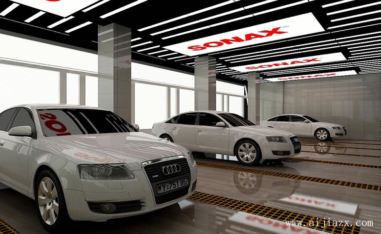  簡(jiǎn)約格調(diào)的汽車(chē)銷售中心展示廳裝修效果圖