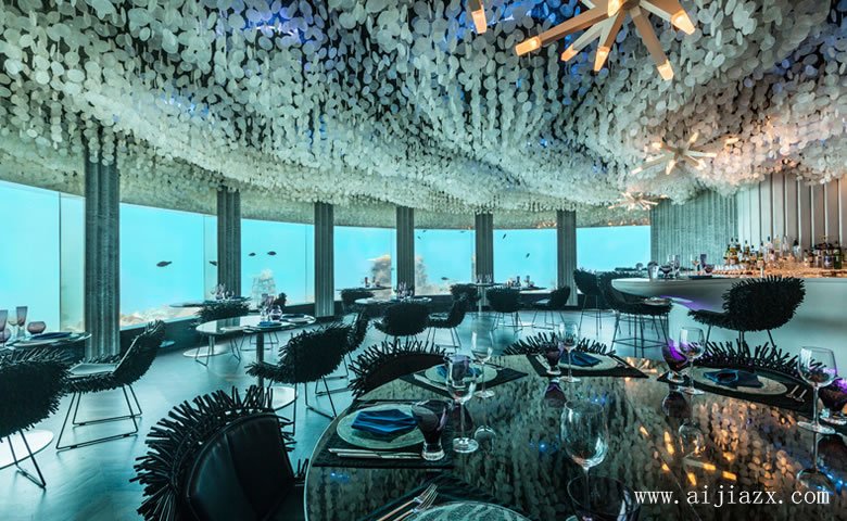 藍色風(fēng)情的海洋主題餐館大廳裝修效果圖
